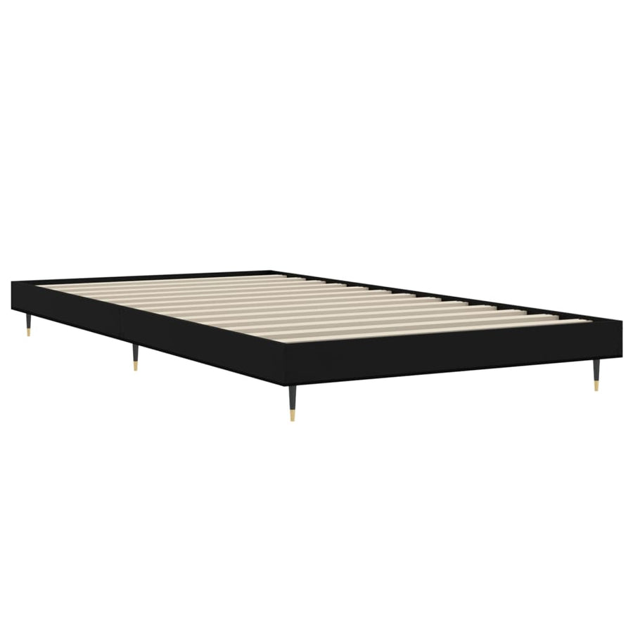 Bedframe Bewerkt Hout Zwart 90 x 200 cm