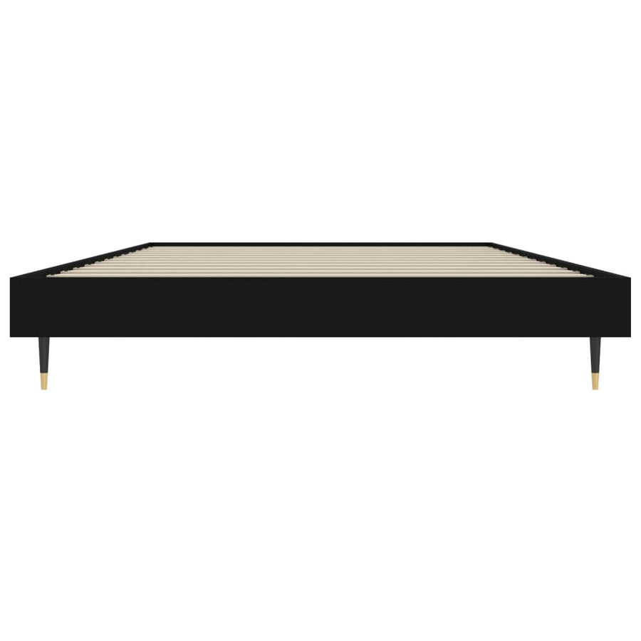 Bedframe Bewerkt Hout Zwart 90 x 200 cm