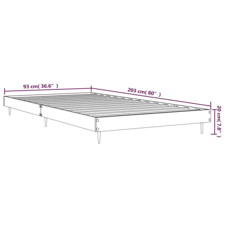 Bedframe Bewerkt Hout Kleurig Sonoma Eiken 90 x 200 cm