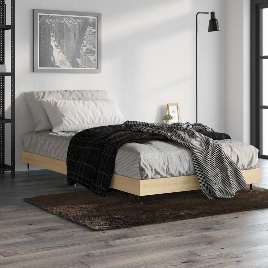Bedframe Bewerkt Hout Kleurig Sonoma Eiken 90 x 200 cm