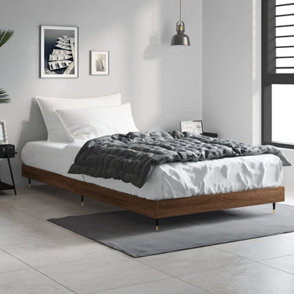 Bedframe Bewerkt Hout Bruin Eikenkleur Bruineiken 90 x 200 cm
