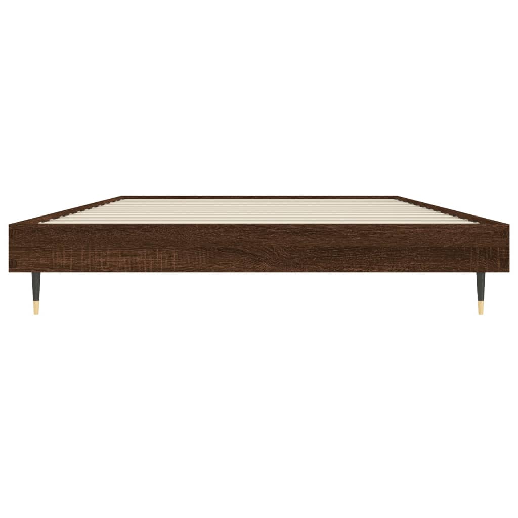 Bedframe Bewerkt Hout Bruin Eikenkleur Bruineiken 90 x 200 cm