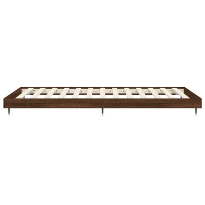 Bedframe Bewerkt Hout Bruin Eikenkleur Bruineiken 90 x 200 cm