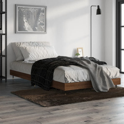 Bedframe Bewerkt Hout Bruin Eikenkleur Bruineiken 90 x 200 cm