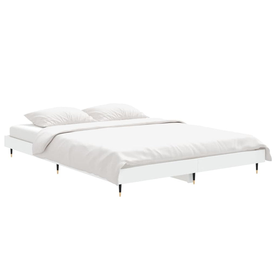 Bedframe Led Massief Hout Wit 140 x 190 cm