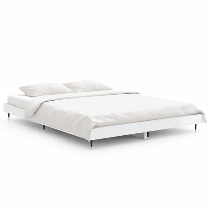 Bedframe Bewerkt Hout Hoogglans Wit 140 x 190 cm