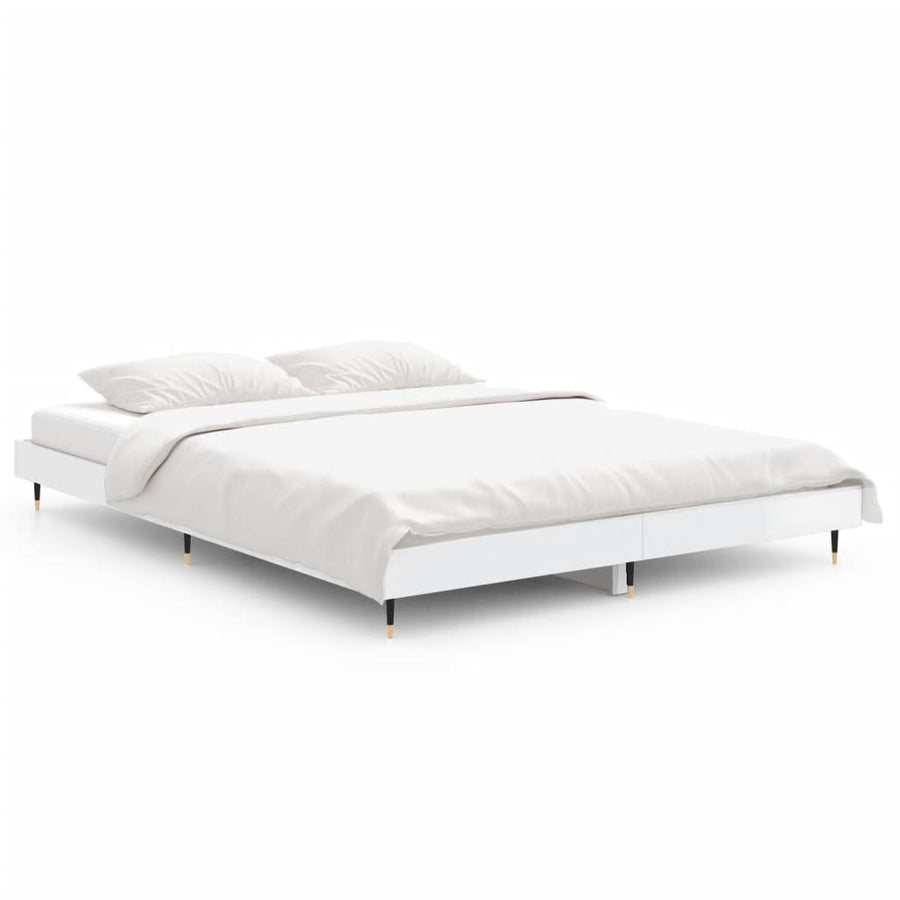 Bedframe Bewerkt Hout Hoogglans Wit 140 x 190 cm
