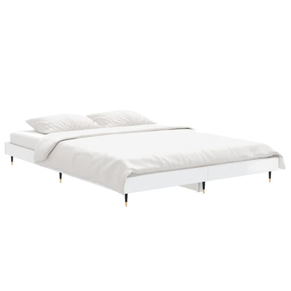 Bedframe Bewerkt Hout Hoogglans Wit 140 x 190 cm