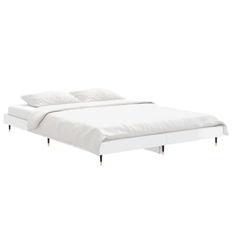 Bedframe Bewerkt Hout Hoogglans Wit 140 x 190 cm