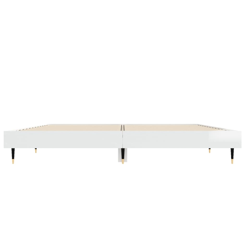 Bedframe Bewerkt Hout Hoogglans Wit 140 x 190 cm