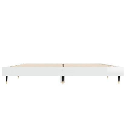 Bedframe Bewerkt Hout Hoogglans Wit 140 x 190 cm