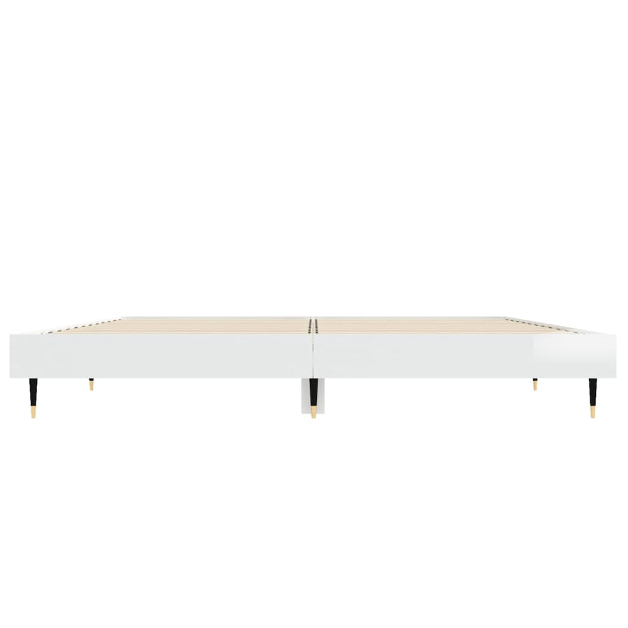 Bedframe Bewerkt Hout Hoogglans Wit 140 x 190 cm