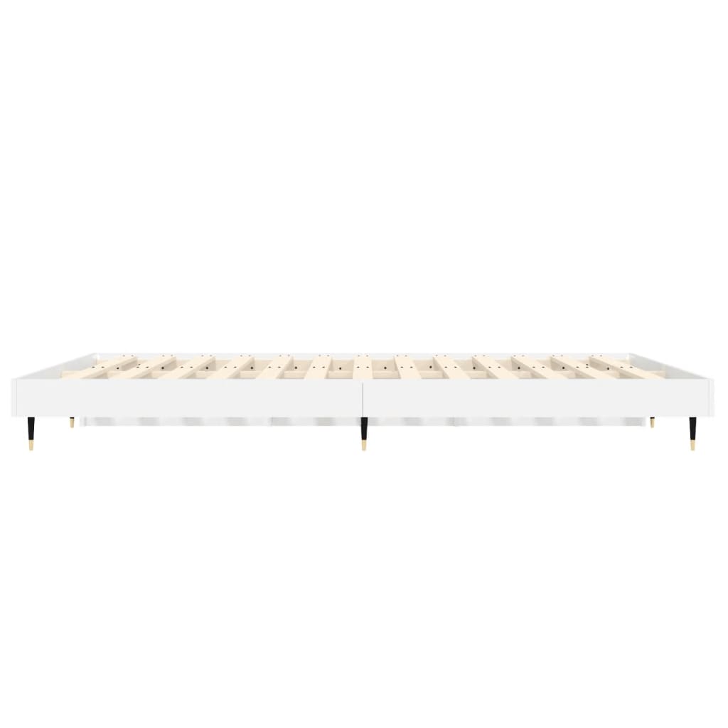 Bedframe Bewerkt Hout Hoogglans Wit 140 x 190 cm