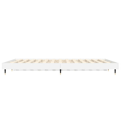 Bedframe Bewerkt Hout Hoogglans Wit 140 x 190 cm