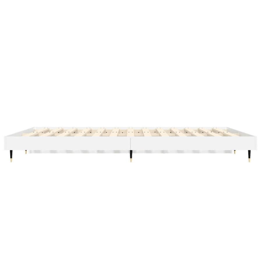 Bedframe Bewerkt Hout Hoogglans Wit 140 x 190 cm