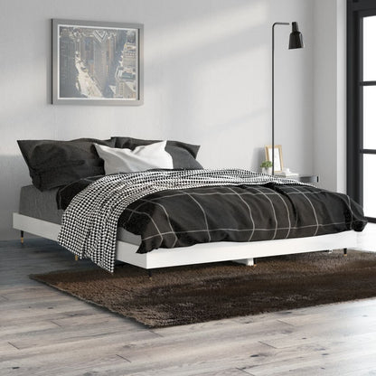 Bedframe Bewerkt Hout Hoogglans Wit 140 x 190 cm