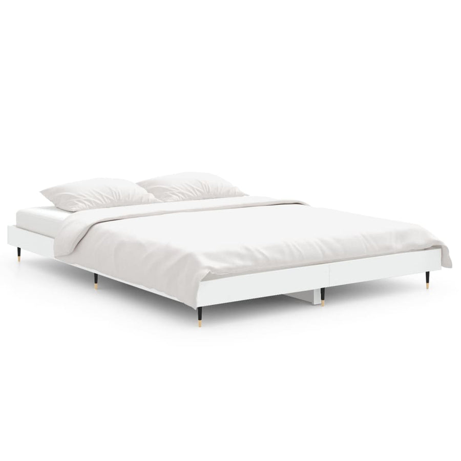 Bedframe Bewerkt Hout Wit 135 x 190 cm