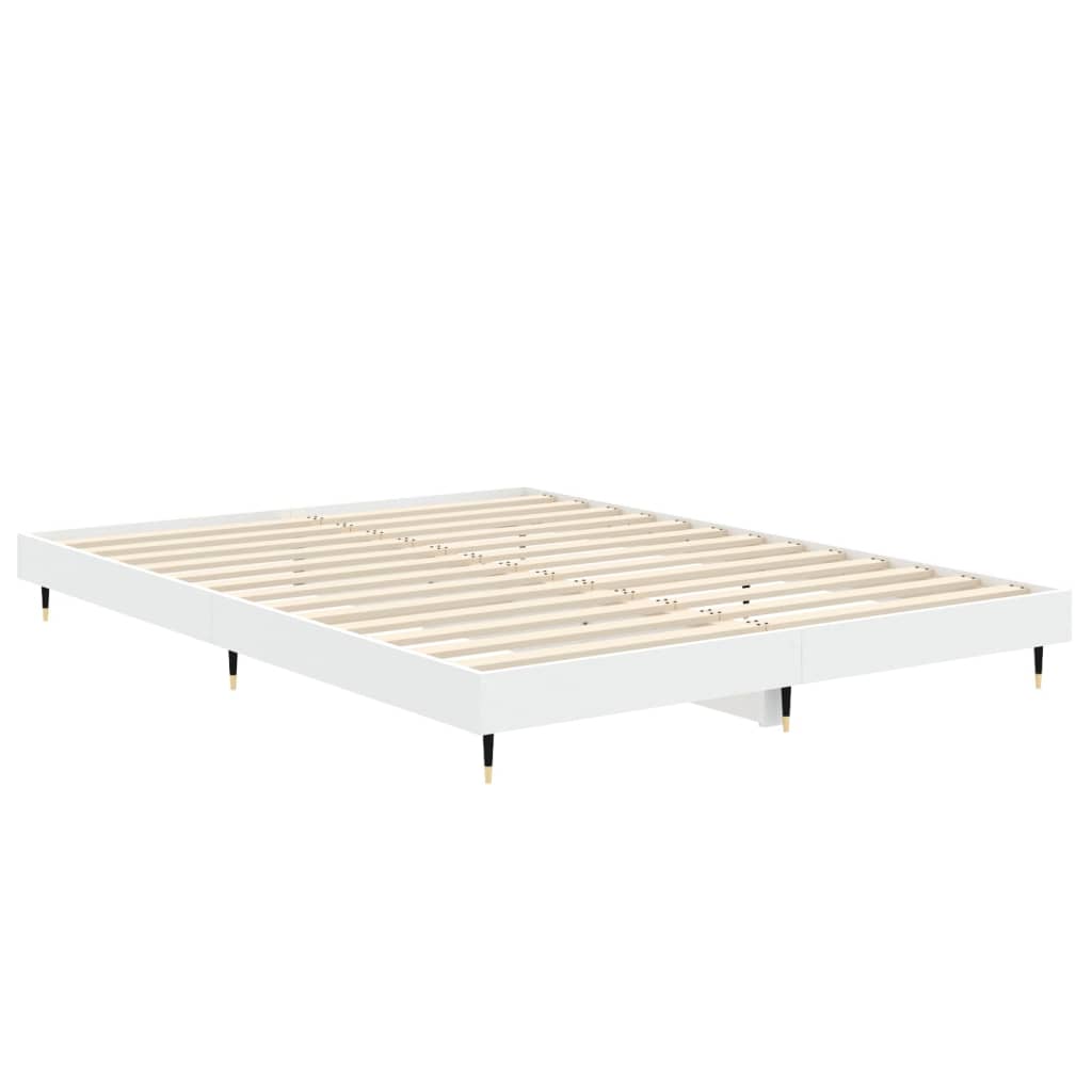 Bedframe Bewerkt Hout Wit 135 x 190 cm