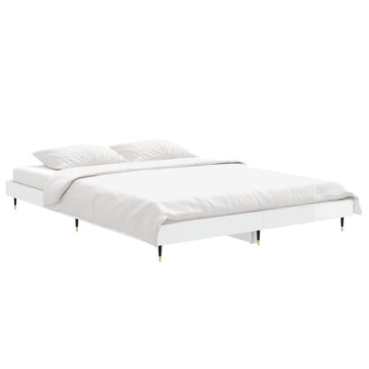 Bedframe Bewerkt Hout Hoogglans Wit 135 x 190 cm