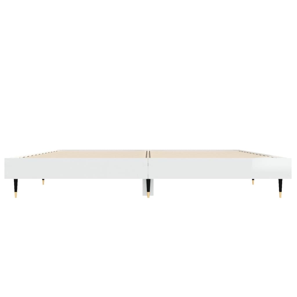 Bedframe Bewerkt Hout Hoogglans Wit 135 x 190 cm