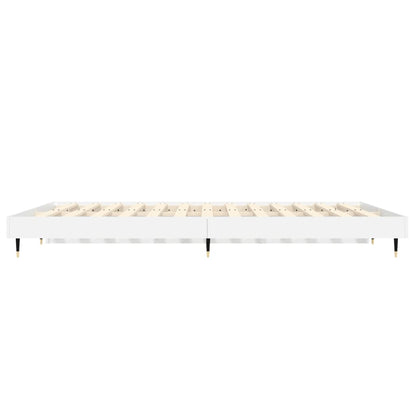 Bedframe Bewerkt Hout Hoogglans Wit 135 x 190 cm