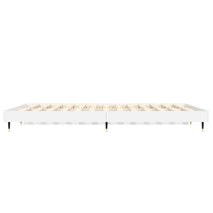 Bedframe Bewerkt Hout Hoogglans Wit 135 x 190 cm