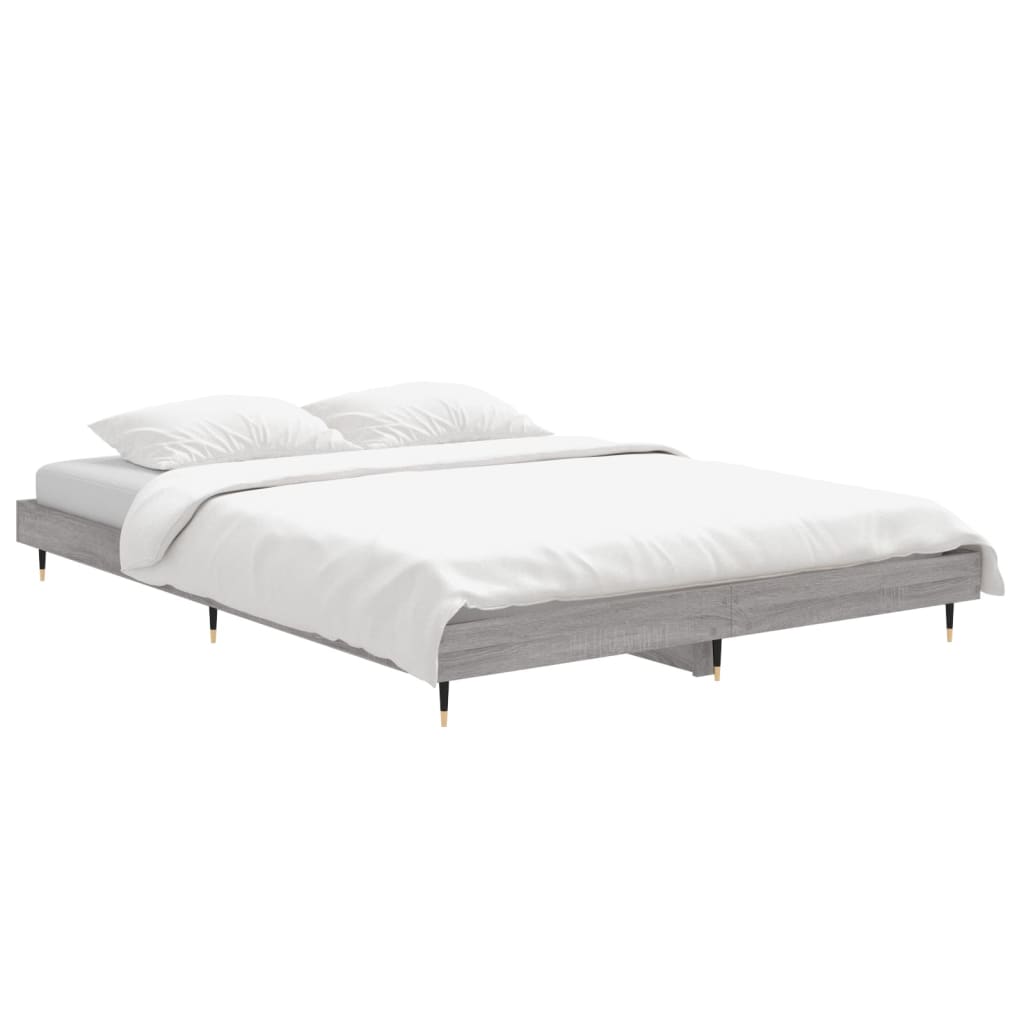 Bedframe Bewerkt Hout Eikenkleurig Grijs Sonoma 135 x 190 cm