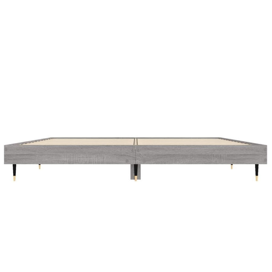Bedframe Bewerkt Hout Eikenkleurig Grijs Sonoma 135 x 190 cm