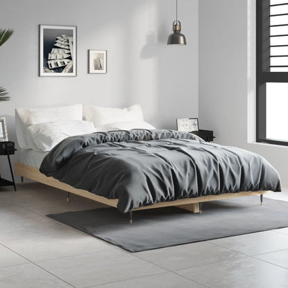 Bedframe Bewerkt Hout Kleurig Sonoma Eiken 120 x 190 cm
