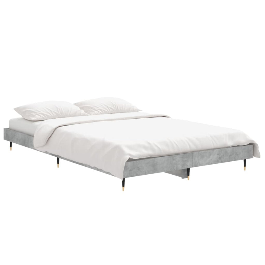Bedframe Bewerkt Hout Betongrijs 120 x 190 cm