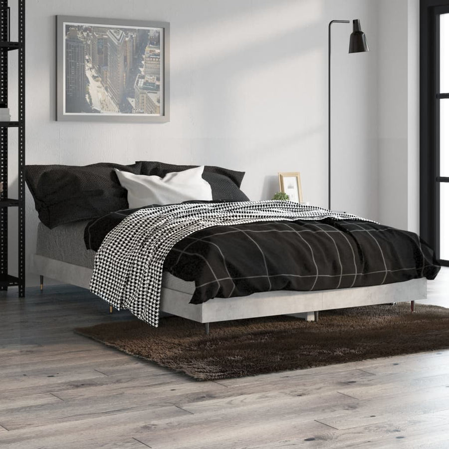 Bedframe Bewerkt Hout Betongrijs 120 x 190 cm