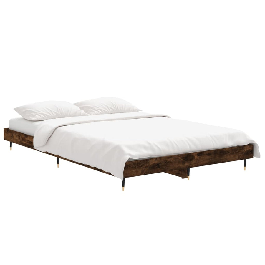 Bedframe Bewerkt Hout Kleurig Gerookt Eiken 120 x 190 cm