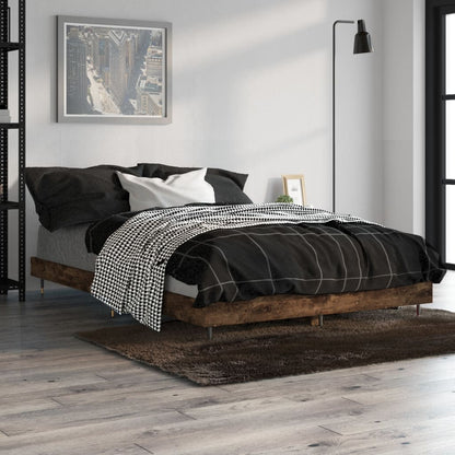 Bedframe Bewerkt Hout Kleurig Gerookt Eiken 120 x 190 cm