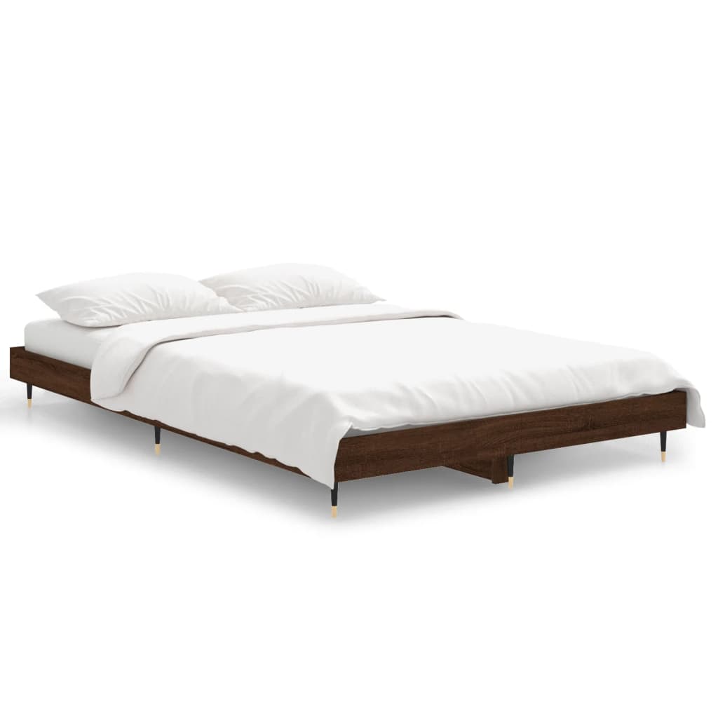 Bedframe Bewerkt Hout Bruin Eikenkleur Bruineiken 120 x 190 cm