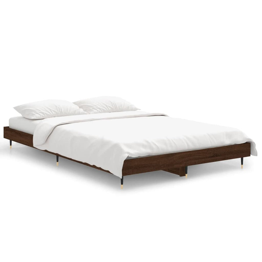 Bedframe Bewerkt Hout Bruin Eikenkleur Bruineiken 120 x 190 cm