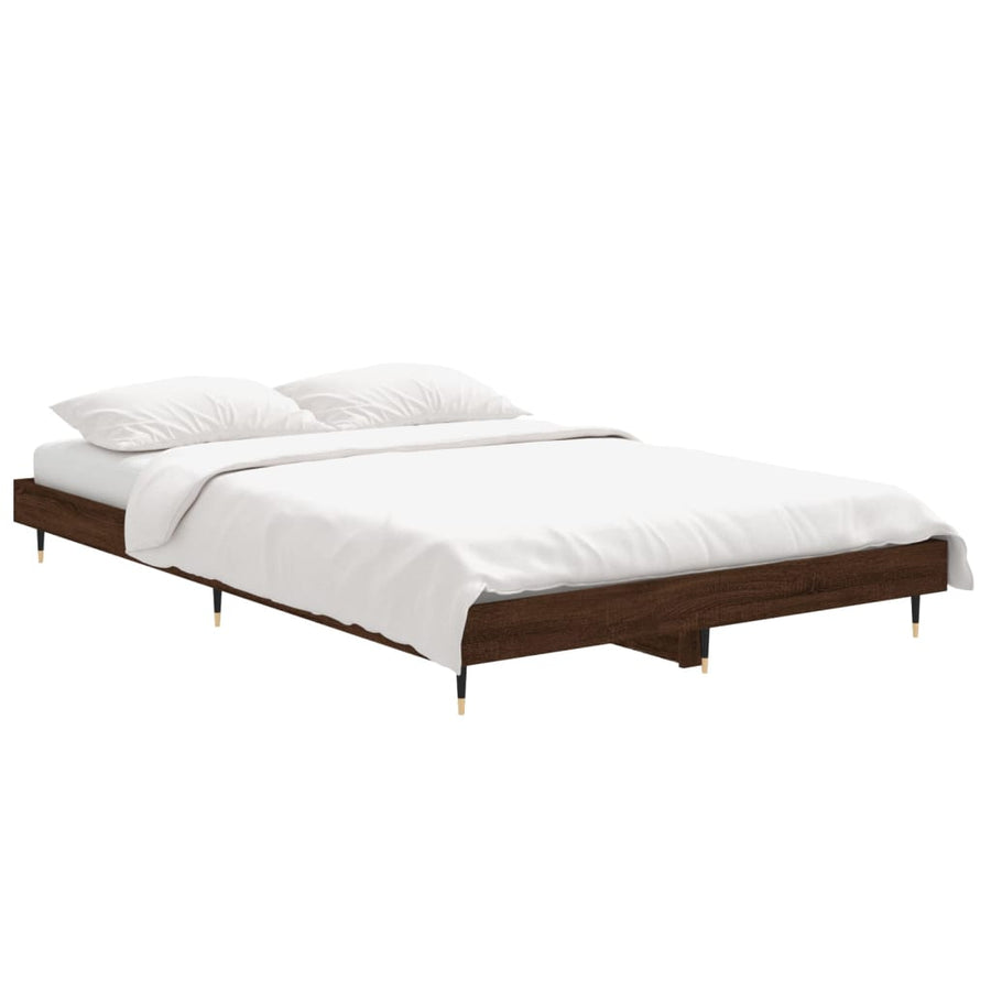 Bedframe Bewerkt Hout Bruin Eikenkleur Bruineiken 120 x 190 cm