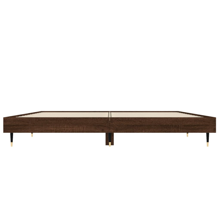 Bedframe Bewerkt Hout Bruin Eikenkleur Bruineiken 120 x 190 cm