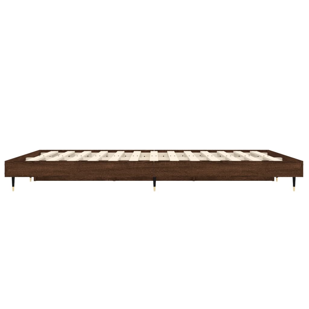 Bedframe Bewerkt Hout Bruin Eikenkleur Bruineiken 120 x 190 cm