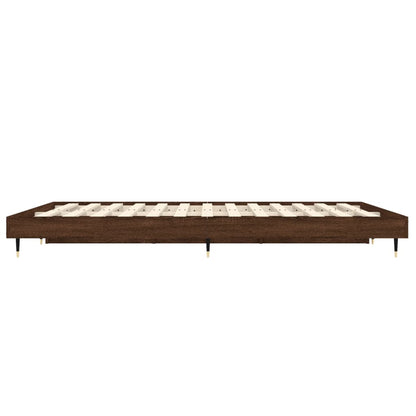 Bedframe Bewerkt Hout Bruin Eikenkleur Bruineiken 120 x 190 cm
