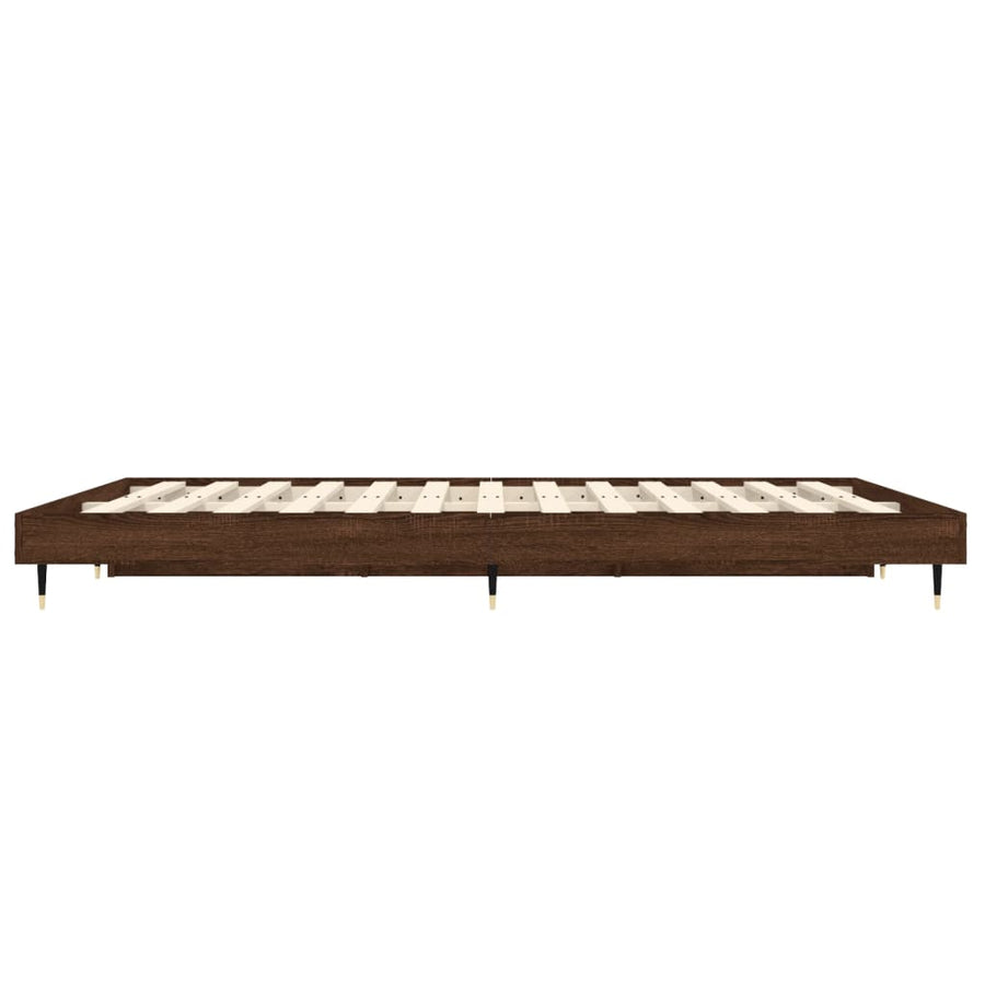 Bedframe Bewerkt Hout Bruin Eikenkleur Bruineiken 120 x 190 cm