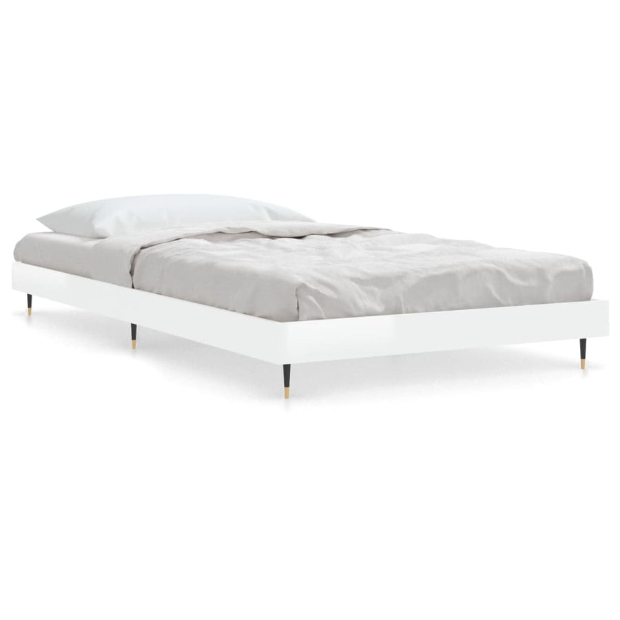 Bedframe Bewerkt Hout Hoogglans Wit 90 x 190 cm