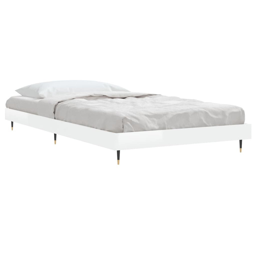 Bedframe Bewerkt Hout Hoogglans Wit 90 x 190 cm