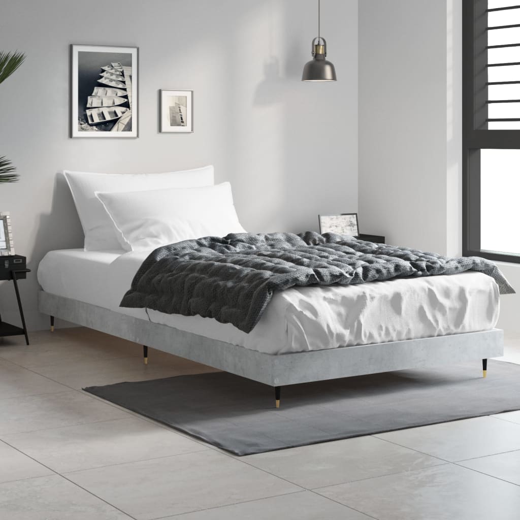 Bedframe Bewerkt Hout Betongrijs 90 x 190 cm