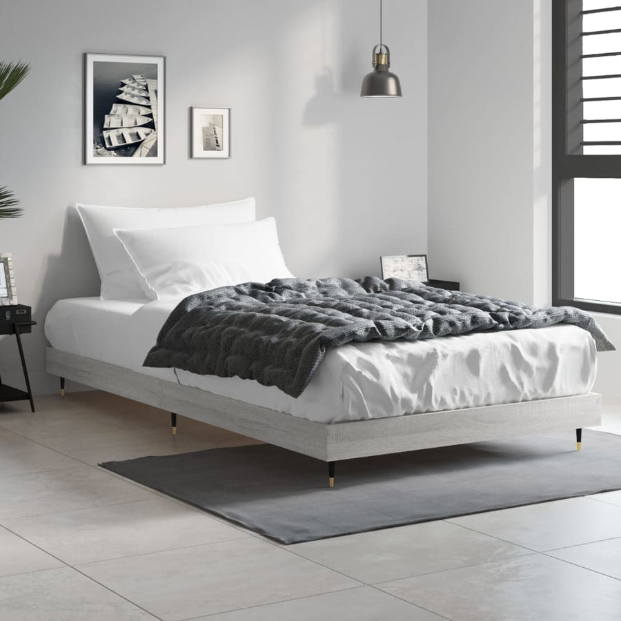 Bedframe Bewerkt Hout Eikenkleurig Grijs Sonoma 90 x 190 cm