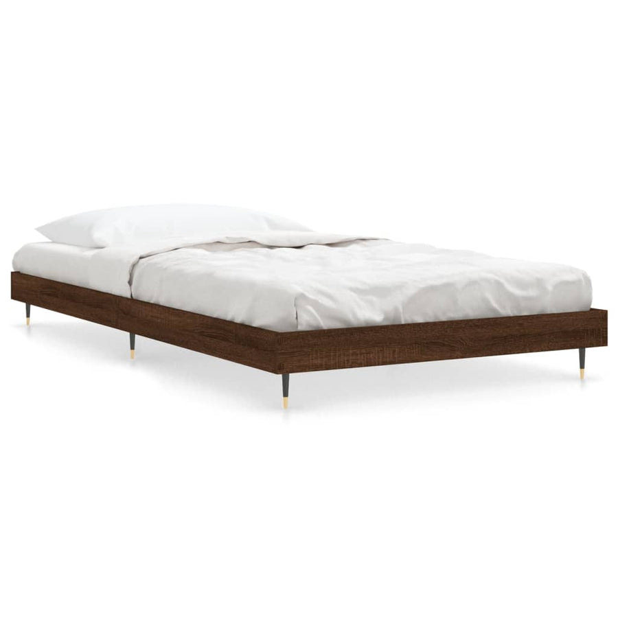 Bedframe Bewerkt Hout Bruin Eikenkleur Bruineiken 90 x 190 cm