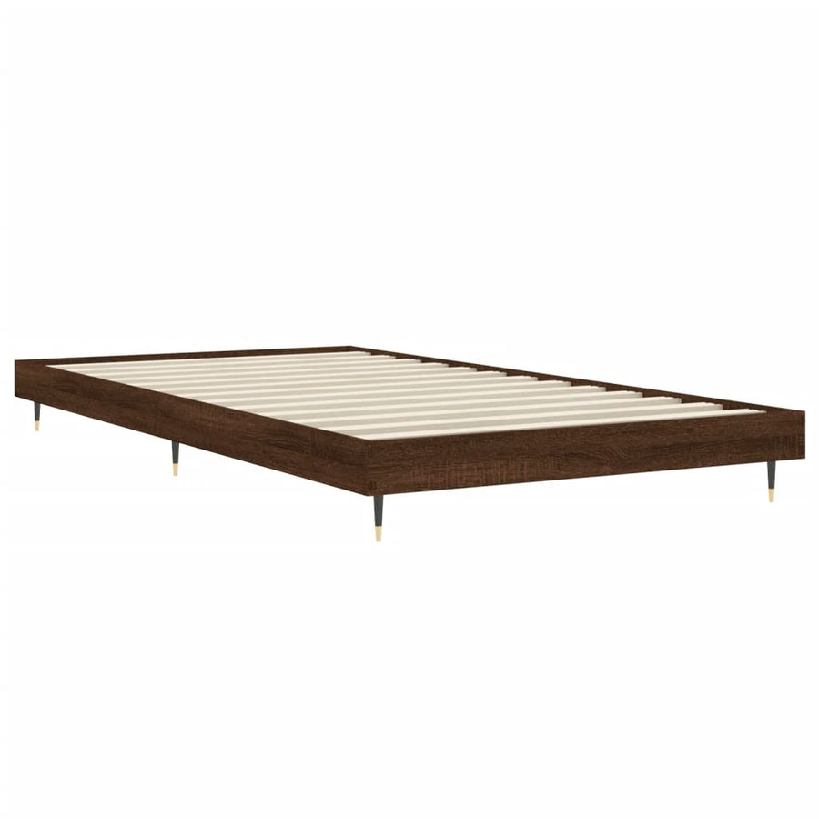 Bedframe Bewerkt Hout Bruin Eikenkleur Bruineiken 90 x 190 cm