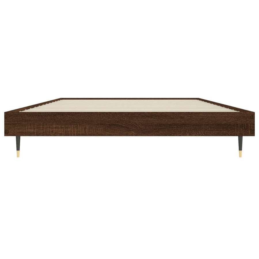 Bedframe Bewerkt Hout Bruin Eikenkleur Bruineiken 90 x 190 cm