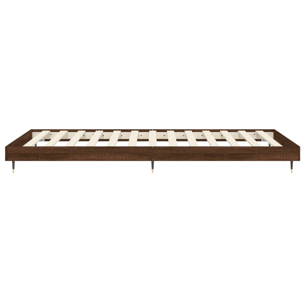 Bedframe Bewerkt Hout Bruin Eikenkleur Bruineiken 90 x 190 cm