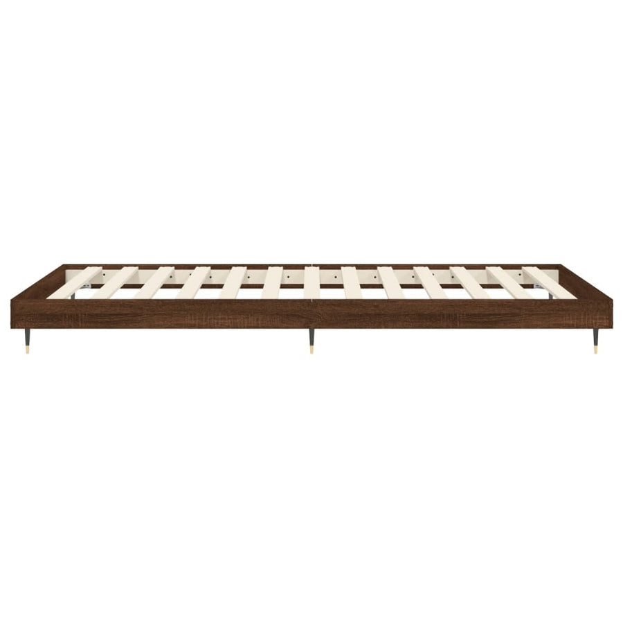 Bedframe Bewerkt Hout Bruin Eikenkleur Bruineiken 90 x 190 cm