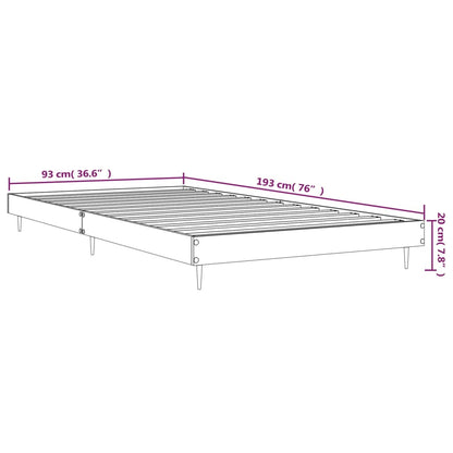 Bedframe Bewerkt Hout Bruin Eikenkleur Bruineiken 90 x 190 cm